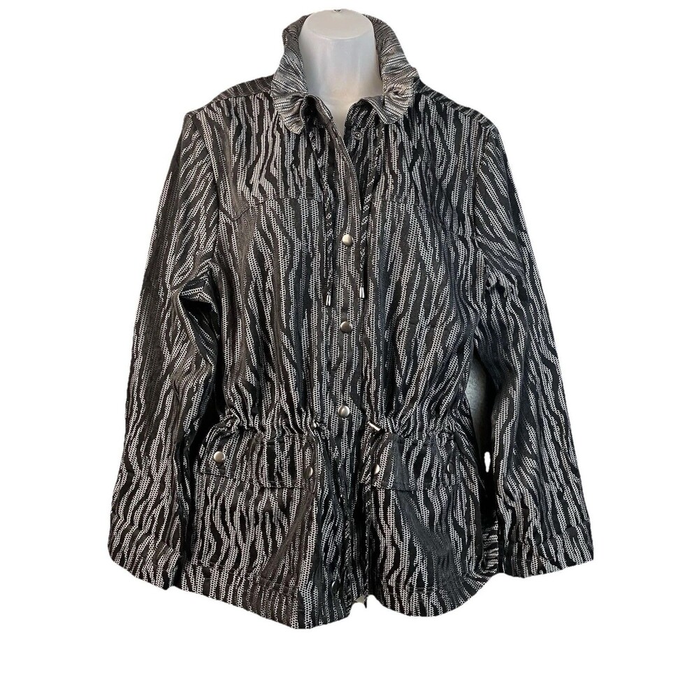Ruby Rd Metallic Zebra Jacket Women's 18 Ruched Collar & Waist Versatile Elegant